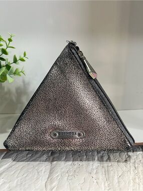 Sephora Collection Crystal Clear Triangle Pouch in a metallic grey
